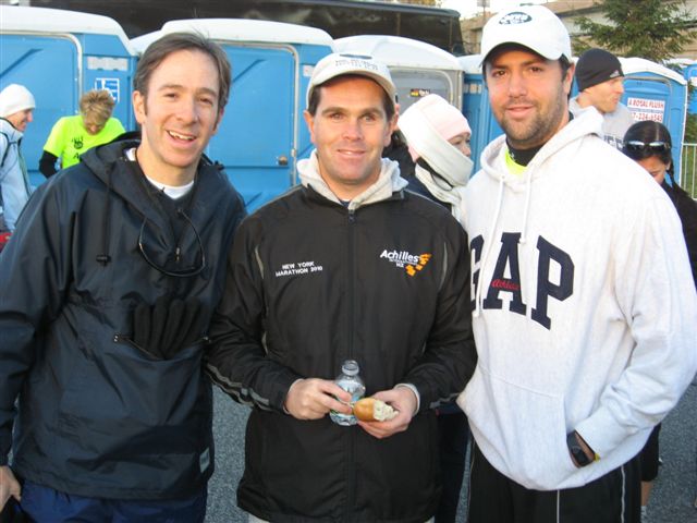 Harris, Mike and Drew before the start of NY Marathon 2010 Photo