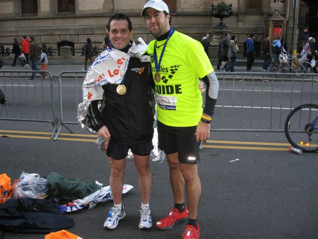 Mike and Drew at the finish of the New York City Marathon 2010 photo. Click to enlarge